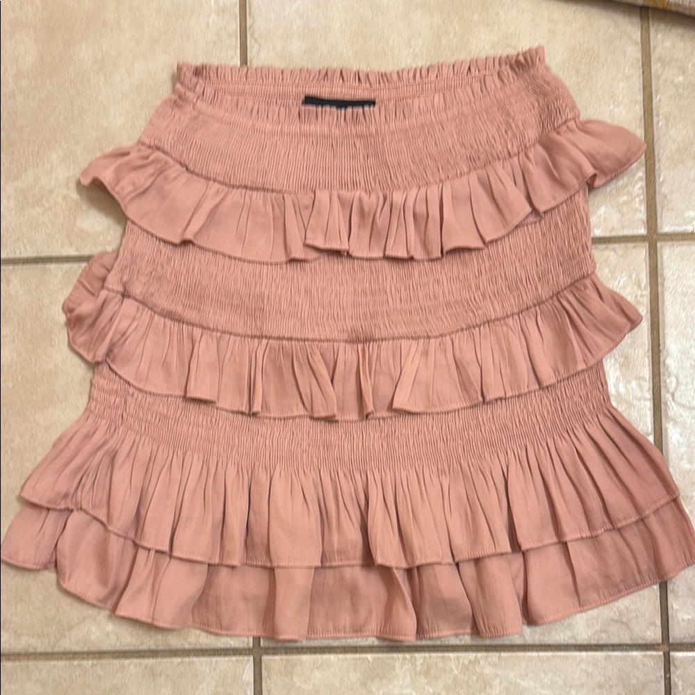 Anna Grace Pink Blush Tiered Ruffle Mini Skirt